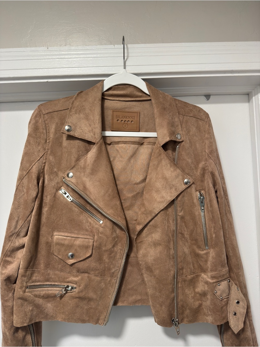 Blank NYC Suede Moto Jacket - Camel Brown